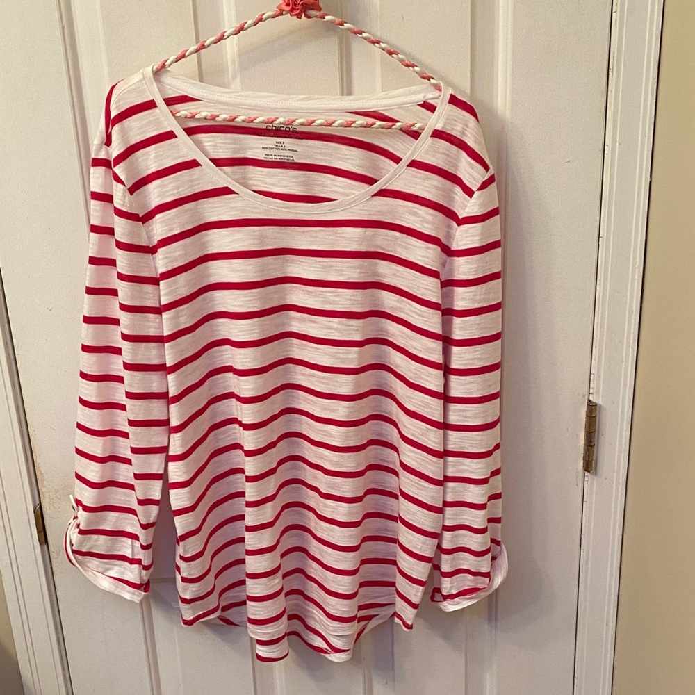 Chico’s Red and White Striped Women's Top